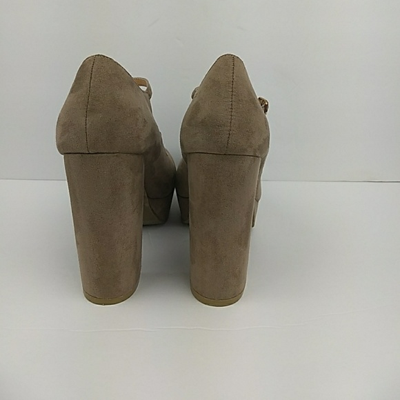 Forever 21 Tan Suede Platform Heels Size 8 - Picture 3 of 8
